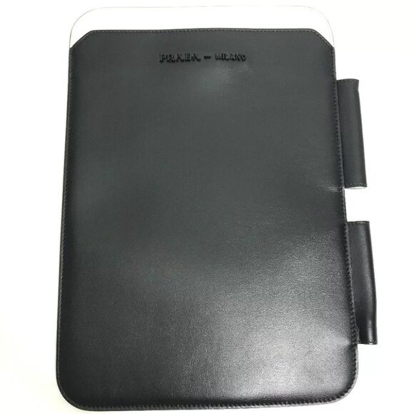PRADA Bicolor 3D logo ipad apple apple iPad case Leather Black/White